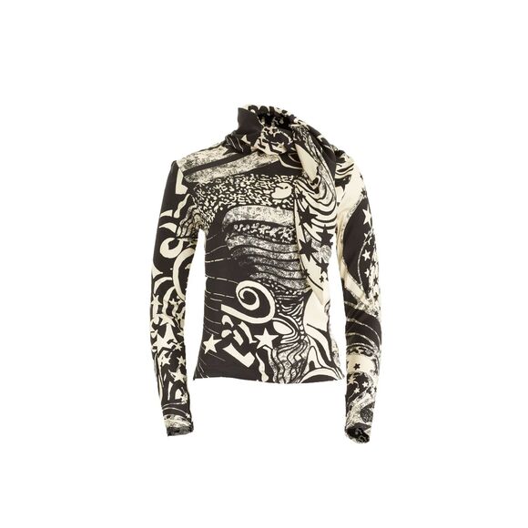 Secret Mission Tops - ✨ Secret Mission Joni Silk Blouse in Psychedelic Black Star – Size S